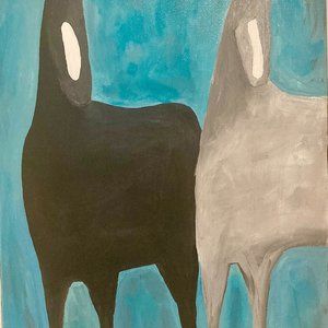 original contemporary abstract horse painting on canvas